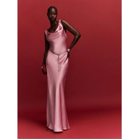 Reformation Annabelle Silk Dress in Rose Petals size 8 NWT - Picture 1 of 10